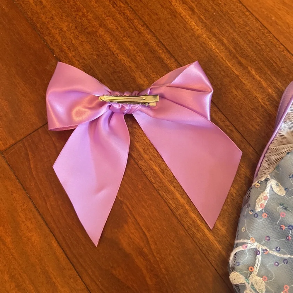 Girls Weissman EUC Blue & Purple Ballerina Costume w/Purple Hairbow - Sz XSC